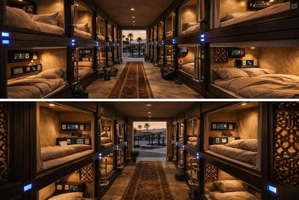 Capsule rooms — premium athlete dormitory pods